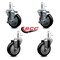 Service Caster 4'' Black Poly Wheel Swivel 7/16'' Grip Ring Stem Caster Set 2 Brakes, 4PK SCC-GR20S414-PPUB-BLK-TLB-716138-2S2 - alternate 4